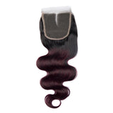 Load image into Gallery viewer, Morketic Black Roots Dark 99J Color Hair 4x4 Swiss Lace Closure Body Wave With Baby Hair Remy Human Hair