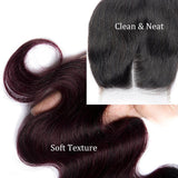 Load image into Gallery viewer, Morketic Black Roots Dark 99J Color Hair 4x4 Swiss Lace Closure Body Wave With Baby Hair Remy Human Hair