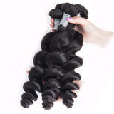 Load image into Gallery viewer, Morketic Raw Indian Virgin Hair Loose Wave 3 Bundles With 4x4 Lace Closure 100% Real Human Hair
