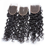 Load image into Gallery viewer, Morketic Brazilian Water Wave Closure Swiss Lace Closure With Baby Hair Wet And Wavy Human Hair
