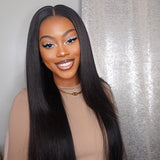 Load image into Gallery viewer, Morketic M-cap Straight Wear Go Wigs Pre Cut 9x6 HD Lace Bleached Knots Glueless Wigs Human Hair Tiny Knots Pre Plucked Hairline