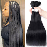 Load image into Gallery viewer, Morketic Straight Black Double Drawn 100 Virgin Human Hair No Weft For Braiding