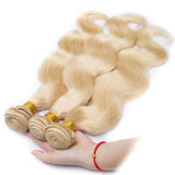 Load image into Gallery viewer, Morketic 613 Blonde Bundles With Closure Brazilian Body Wave Human Hair Weave Bundles With Closure