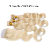 Load image into Gallery viewer, Morketic 613 Blonde Bundles With Closure Brazilian Body Wave Human Hair Weave Bundles With Closure