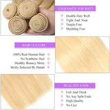Load image into Gallery viewer, Morketic 613 Blonde Bundles With Closure Peruvian Straight Human Hair 3 Bundles With Closure
