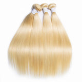 Load image into Gallery viewer, Morketic Malaysian Straight Hair 3 Bundles With Closure 613 Blonde Human Hair Bundles With Closure