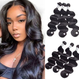 Load image into Gallery viewer, Morketic Natrural Black 100% Raw Indian Virgin Human Hair Body Wave 3 Bundles Natural Wavy Human Hair