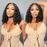Load image into Gallery viewer, Morketic Curly Short Bob Natural Black Glueless T Part Lace Front Human Hair Wig