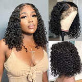 Load image into Gallery viewer, Morketic Curly Short Bob Natural Black Glueless T Part Lace Front Human Hair Wig