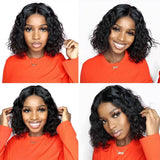 Load image into Gallery viewer, Morketic Curly Short Bob Natural Black Glueless T Part Lace Front Human Hair Wig