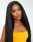 Load image into Gallery viewer, 3 In 1 Half Wig | Yaki Straight Natural Black Easy-Wear No Glue Needed Upgrade With Drawstring Cap Human Hair Wigs